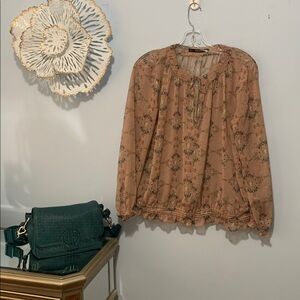 Zara sheer pretty Blouse size large